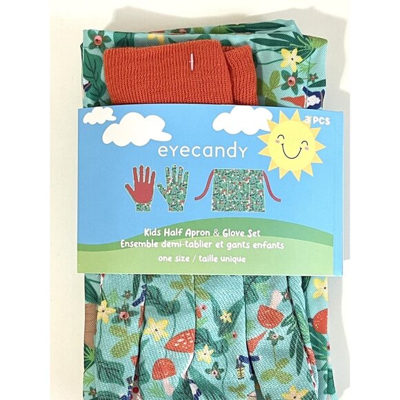 Eyecandy Kids Gardening Half Apron & Glove Set ~ Forest Gnomes & Mushrooms - Picture 2 of 5